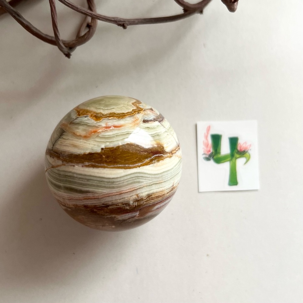 Green Calcite Onyx Sphere - Picture 15 of 15